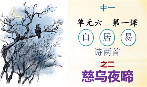 慈烏夜啼有幾組對句|【慈烏夜啼工作紙答案】分析、語譯、主旨及寫作手法。